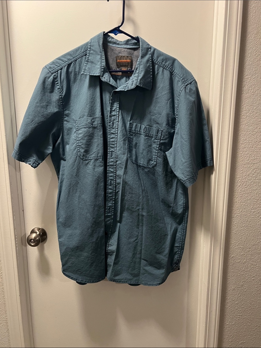 Northwest Territory Short-Sleeve Button-Down Shirt in Teal Blue